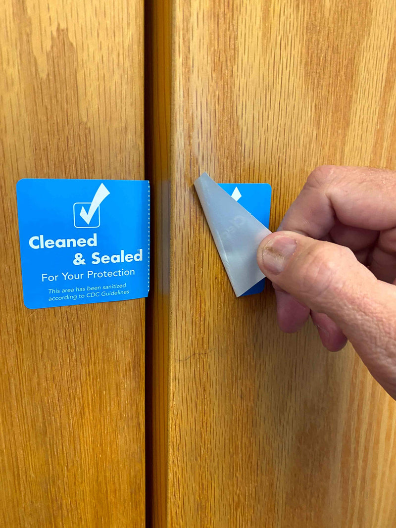 Cleaned and Sealed Tamper Seal Labels Blue 2 x 4 Inch 500 Total Labels Tamper Evident Tape for Hotels, House, & Car Rentals, White Plastic Permanent Adhesive, Tape Indicates Cleanliness & Security