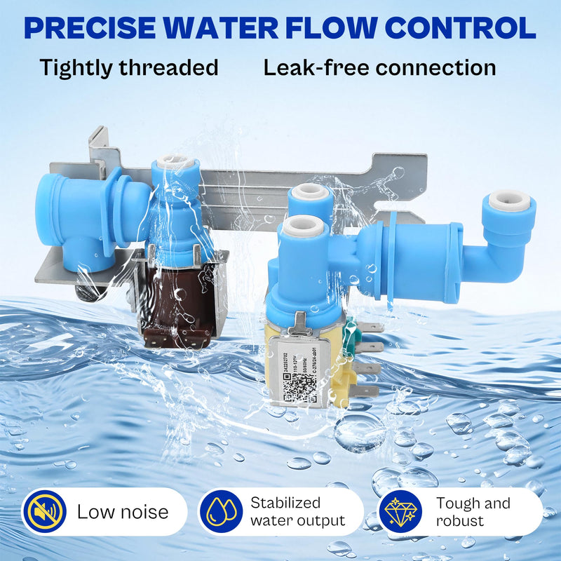 [Australia - AusPower] - 242252702 Refrigerator Triple Solenoid Water Inlet Valve Assembly for Frigidaire, Ke.nmore, Electro.lux Models FFSS2615TS0,FFSS2615TE4, FFHS2611PFEA,FFHB2750TD5,FRSS26L3AF0 