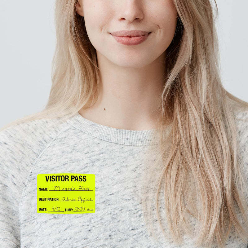 Chartreuse Visitor Pass / 500 Fluorescent Yellow ID Labels/Safety Identification Badge Stickers