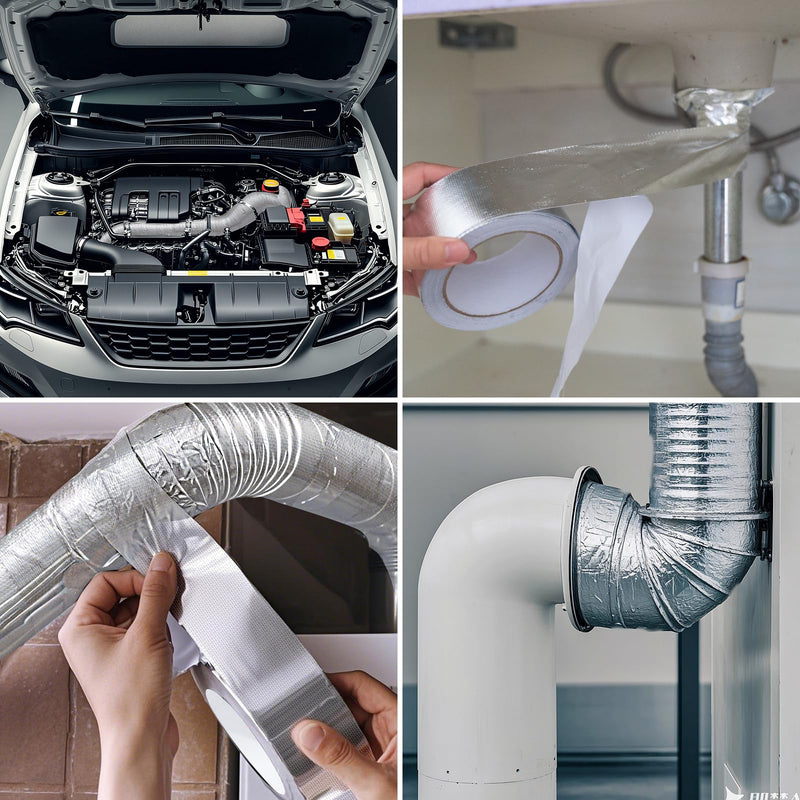 [Australia - AusPower] - Aluminum Foil Tape, Silver Self-Adhesive Heat Shield ReflectiveTape, Fiberglass Heat Shielding Foil Tape for Hose and Auto Use (2in*66ft) 2in*66ft 