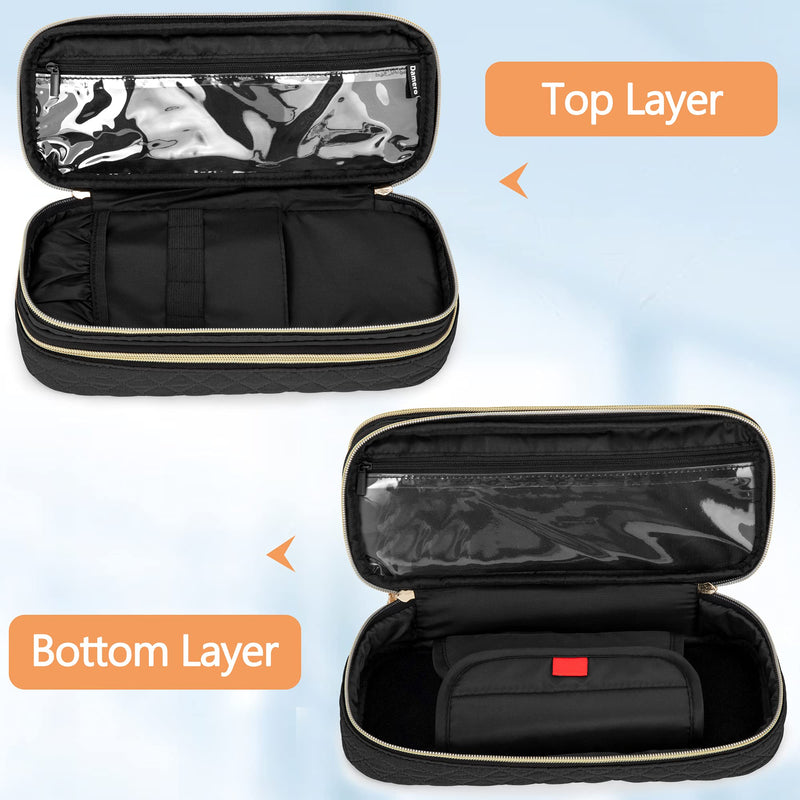 [Australia - AusPower] - Damero Double Layer Stethoscope Case, Nurse Tote Bag for Work with Zip-Top Closure and Side Fasten Snaps for Home Visits, Clinical Study, Health Care 