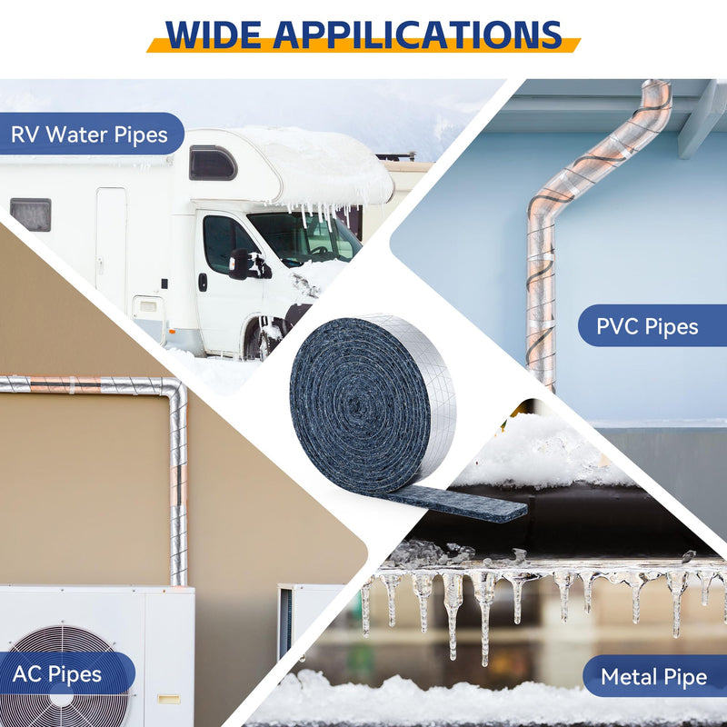 Saillong Heat Tape for Water Pipes & Pipe Wrap Insulation with Tape, Self Regulating Heat Cable, Cotton Water Pipe Insulation Wrap for Freeze Protection RV(9ft,23.6ft) 9FT,23.6FT