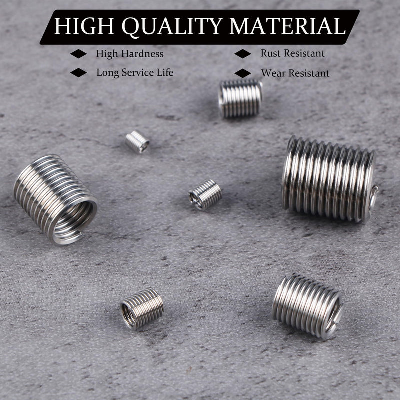 [Australia - AusPower] - Wire Screw Sleeve Thread Repair Inserts Assortment Kit 304 Stainless Steel Metric M3 M4 M5 M6 M8 M10 M12 Wire Thread Inserts Helicoil Thread Repair Kit 140Pcs 