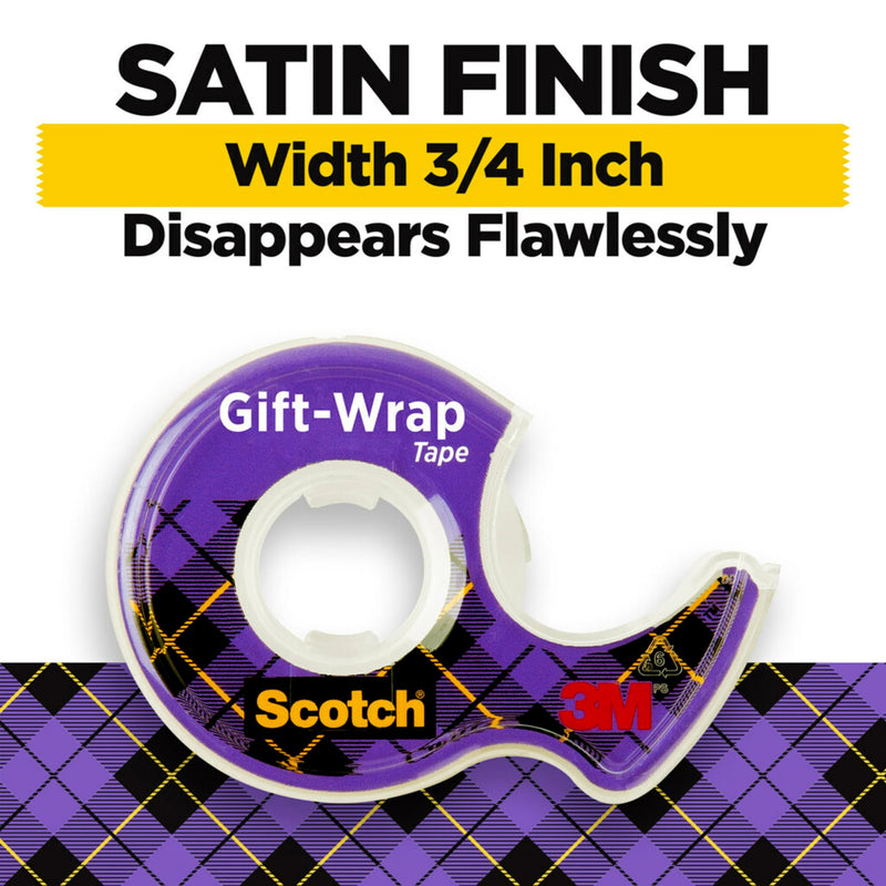 Scotch Gift-Wrap Tape, 2 Rolls, The Go-to Tape for Holiday Gift Wrapping, 3/4 x 600 Inches, Dispensered (15DM-2)