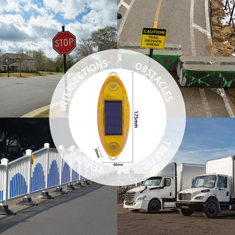 [Australia - AusPower] - Solar Strobe Warning Light,Small Solar Safety Warning Light 360 Degree & Outdoor Waterproof,Traffic Pavement Bright LED Lights for Construction Site,Traffic,Dock,Marine,Stop Sign (Yelloe 1 Pack) Yellow 1 Pack 
