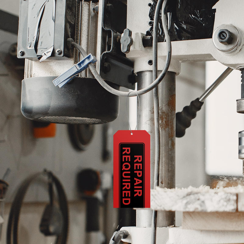 Repair Required Tags (Pack of 50) Red Repair Tags with Wires Attached,Maintenance Repair Label Tags with Wire