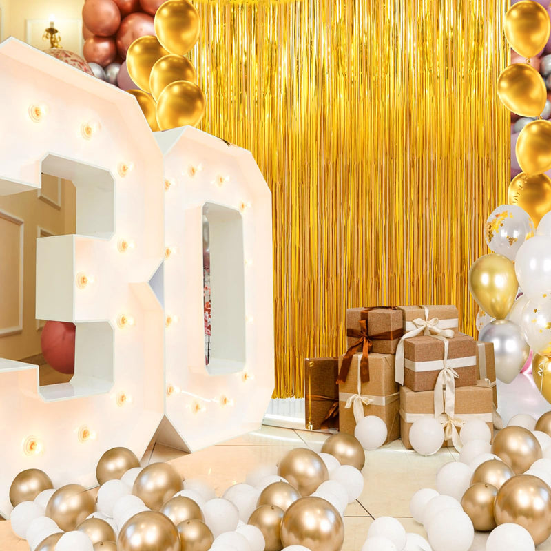 [Australia - AusPower] - Birthday Party Decorations: 3 Pack 3.3 x 9.9 ft Gold Foil Fringe Curtains Party Supplies, Tinsel Curtain Backdrop for Parties/Birthday/Photo Booth 