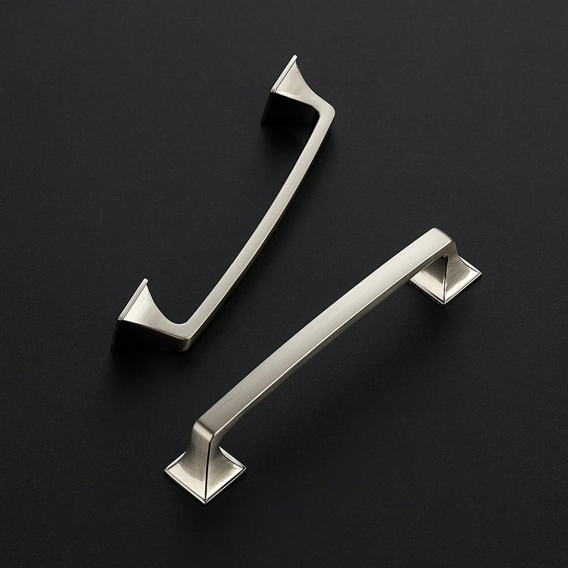 Ravinte 5 Pack Solid 5" Square Foot Arch Pulls Kitchen Cabinet Handles Brushed Nickel Pulls Silver Dresser Kitchen Cupboard Hardware Handles for Cabinets Cupboard Drawers 5 Inch Hole Center