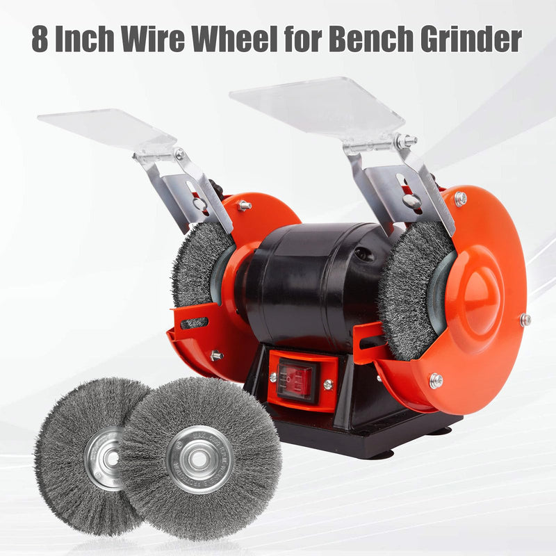 [Australia - AusPower] - 8-Inch Wire Wheel for Bench Grinder, 0.012 Carbon Steel Wire, Bench Wire Wheel Brush with 5/8" & 7/8" Arbor Hole, for Removal of Rust, Paint and Scale from Metal 1PC 8-Inch 