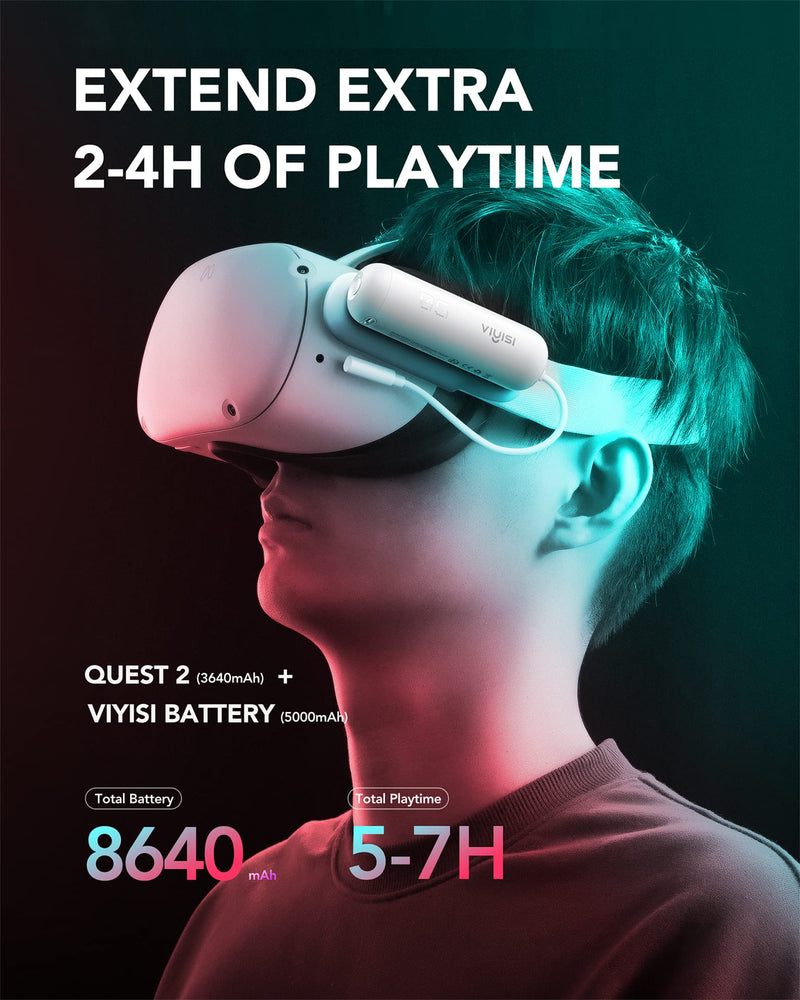 [Australia - AusPower] - Battery Pack for Oculus Quest 2, 5000mAh Portable Charger Accessories for Meta Quest 2 Headset, Power Bank for VR Quest 2 Original Strap, Fast Charging Extend Extra 2-4H Playtime 