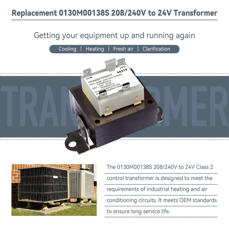 [Australia - AusPower] - 0130M00138S 240V to 24V Transformer, Compatible with Goodman Amana 40VA HVAC Furnace Transformer, 208/240V to 24V Class 2 Control, HVAC Parts Replaces B1141643 PF40224 L38264 4021F with Foot Mount 