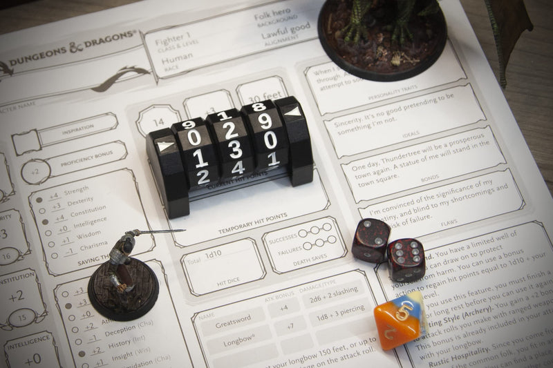 Life Counter/Wound Counter - Number dial - Three Dial Black - Tabletop Games - Phoenix Fire Gaming