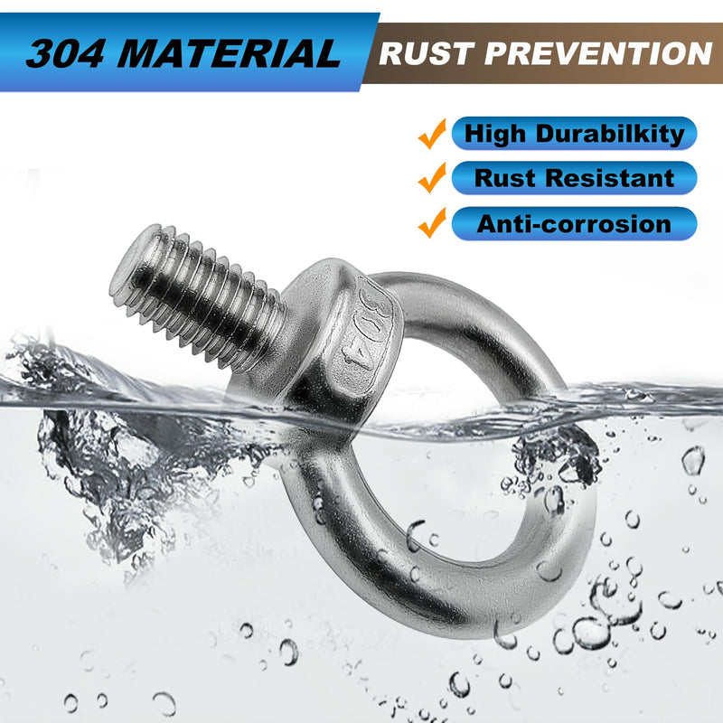 8 Pack M8 Eye Bolts with Nuts, 304 Stainless Steel 5/16" x 2" Heavy Duty Lifting Eye Bolts, Metric M8×51mm Ring Eye Bolt for Hanging, Tie Down, Outdoor & Hardware Fixing (8, 5/16"x2") 5/16"x2" 8