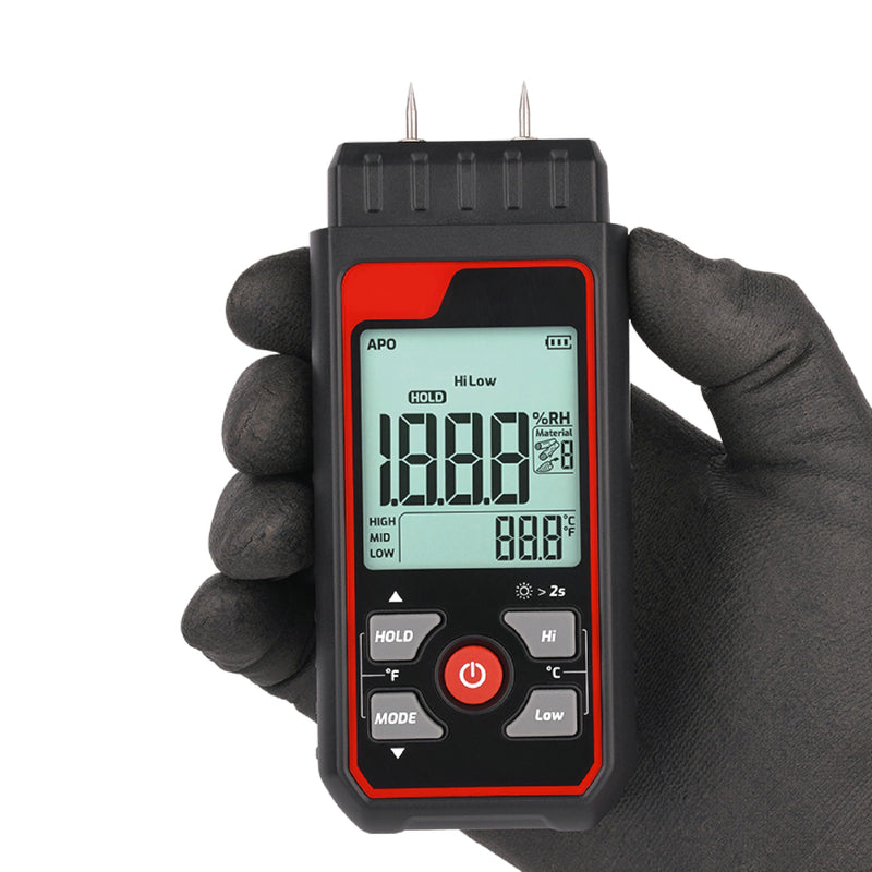 [Australia - AusPower] - HFS(R) Pin-Type Wood Moisture Meter - 7 Calibration Scales, Backlit LCD Display, Handheld Digital Moisture Tester for Lumber, Firewood, Drywall, Walls 