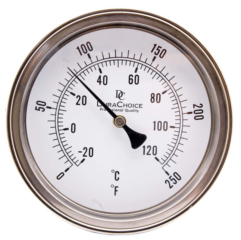 Industrial Bimetal Thermometer 3" Face x 2-1/2" Stem, 0-250°F, S.S. Case w/Calibration Dial 1 ['2-1/2" Stem, 0-250Â°F']