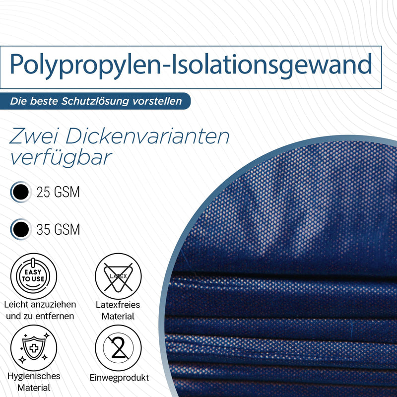 Pack of 10 - Patient Gown & Insulation Gowns - Disposable Protective Gown / Visitor Gowns - Hospital Gown - Protective Gown for Care - PP Fleece - Universal Size - Light Blue - 35 g/m² - BORNOVA