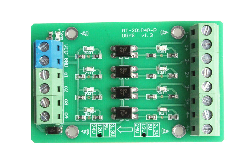 [Australia - AusPower] - NOYITO 4-Channel Optocoupler Photoelectric Isolator Module Level Voltage Converter Module PLC Signal Converter Module PNP NPN to NPN (12V to 3.3V) 12V to 3.3V 