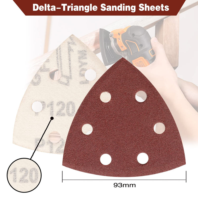 [Australia - AusPower] - STEBRUAM Delta Sandpaper Triangular Sander, Pack of 50 Delta Sandpaper Velcro Sandpaper 40 Grits for Sanding Triangles 93 x 93 x 93 mm Triangle sandpaper 40 grits 
