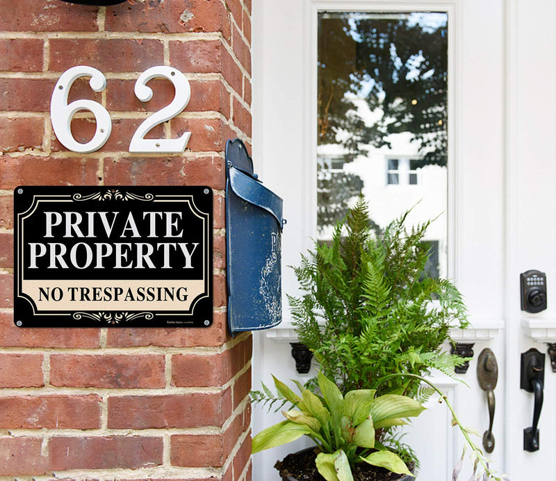 No Trespassing Signs Private Property,14x10 Inch Rust Free Aluminum Metal Sign,Reflective,Fade Resistant,UV Protected,Weatherproof Up to 7 Years Indoor/Outdoor Use (3 Pack) 14x10 inches - 3 Pack