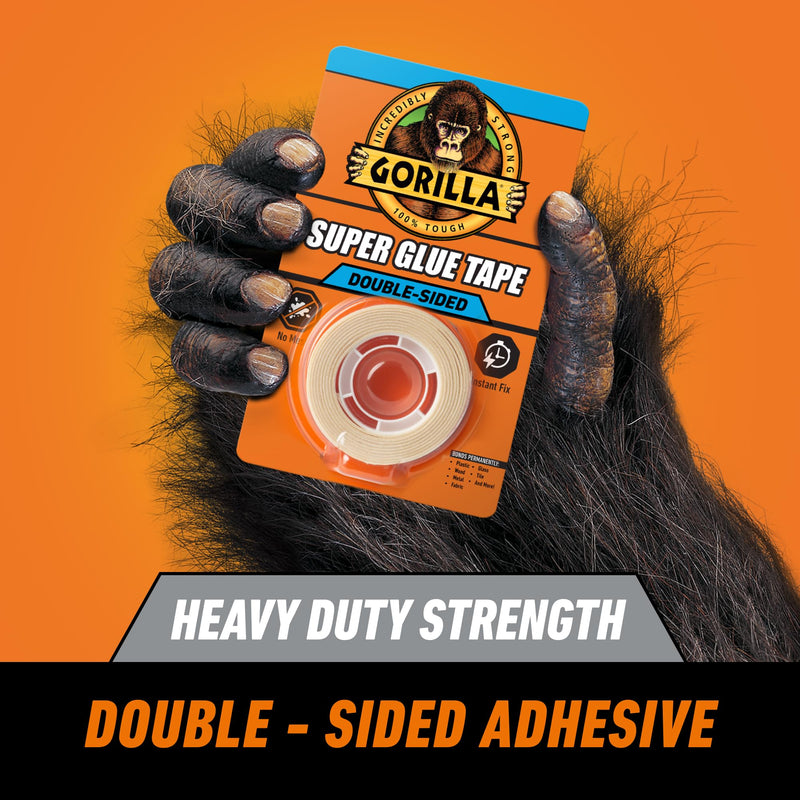 Gorilla Super Glue Tape, Multi-Purpose, Permanent, Double Sided, High Tack, 5/8in x 20ft, Clear (Pack of 1) 1 Pack