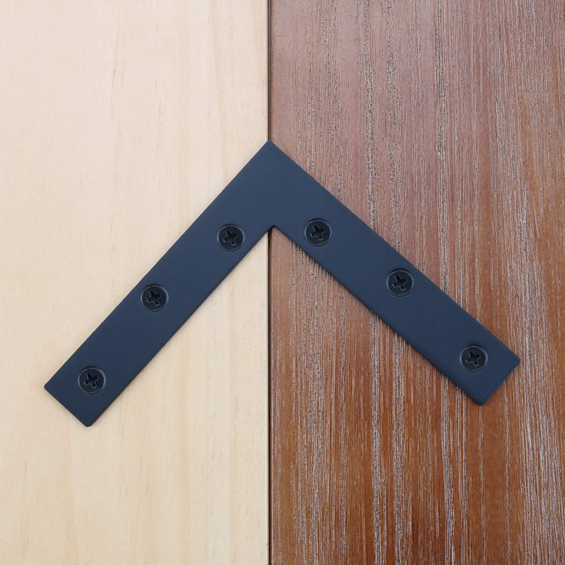 [Australia - AusPower] - Alise L Flat Brackets,Corner Bracket Black Corner Brace Mending Plate Repair 120mm x 120mm Stainless Steel Flat Braces for Wood Tables, Chairs, Sofas, Beds, Cabinets, Doors and Windows,Pack of 8 120x120mm 