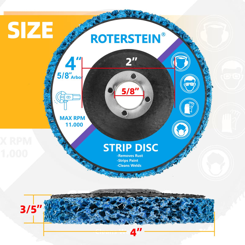 [Australia - AusPower] - 10 Pack Strip Discs Stripping Wheel 4 inch for Angle Grinder Clean and Remove Paint Coating Rust Welds Oxidation (4" x 5/8") 4" x 5/8" 10.0 
