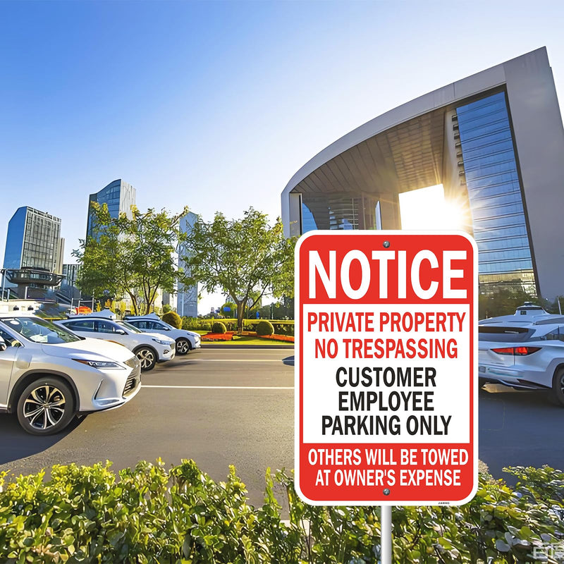 2 Pack Notice Private Property No Trespassing Customer/Employee Parking Only Signs. 18 x 12 Inch Others Towed Warning Sign. Customer Parking Reflective Rust Free Aluminum, Weatherproof & UV Protected