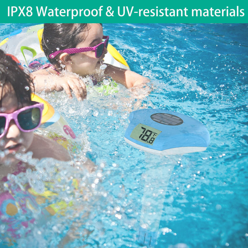 [Australia - AusPower] - Digital Pool Thermometer  IPX-8 Waterproof Swimming Pool Thermometer Floating Easy Read,Environment-Friendly Solar-Powered Pool Temperature Gauge for Swimming Pools, Spa, Hot Tubs 