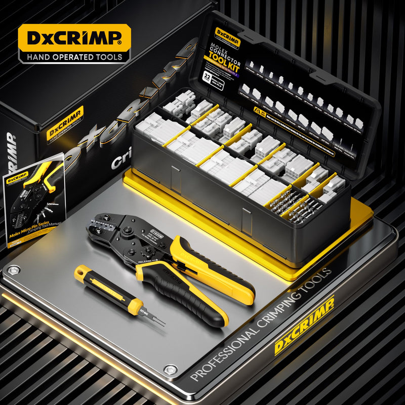 Crimp Tool Mini-Fit Jr Kit,with 22 Types 2-20 Pin Molex 4.2mm Connector,Wire Gauge 18-26 AWG w/Remove Tool,Crimping Tool (30-16 AWG) Compatible JST, KF2510, AMP, Dupont,RC Servos,Futaba 4.2mm Mini-Fit Jr.
