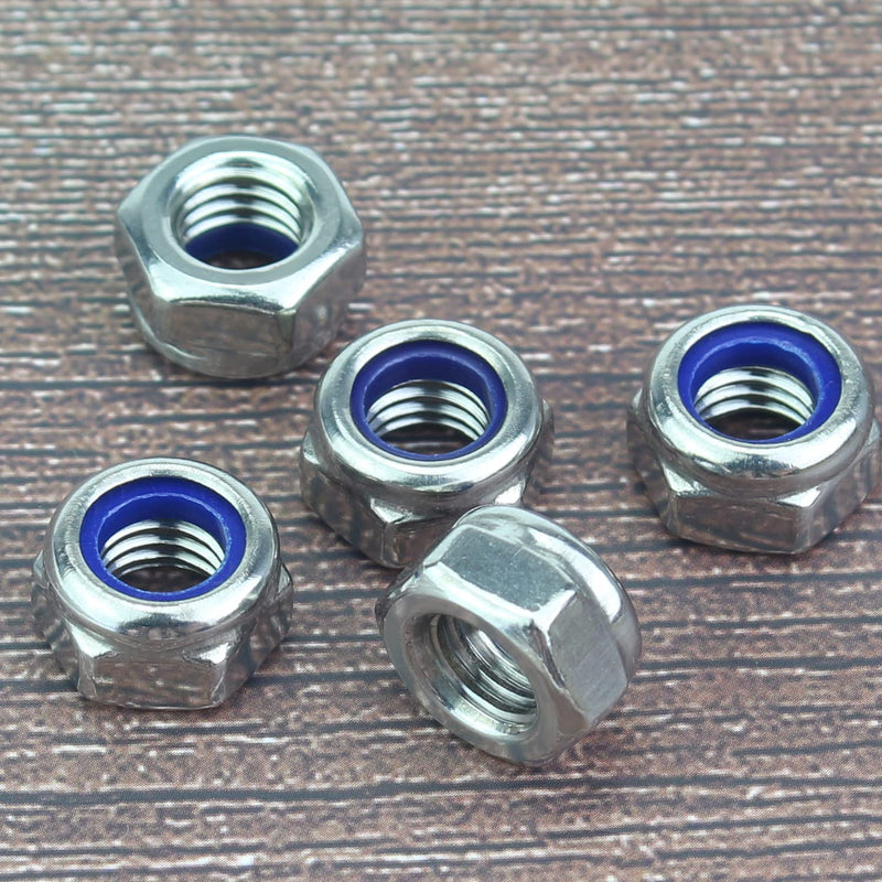 [Australia - AusPower] - 100 Pieces M5 x 0.8mm Nylon Insert Hex Lock Nuts, 304 Stainless Steel (18-8) Locknuts, Coarse Thread ?M5 x 0.8mm (100 PCS) 