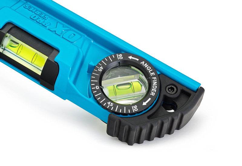 [Australia - AusPower] - OX Tools Pro 10 inch Magnetic Torpedo Level - Adjustable 3-Vial Aluminum Level with V-Groove Base - PVC Shock Absorbing End Caps with Angle Finder Vial - OX-P027210 