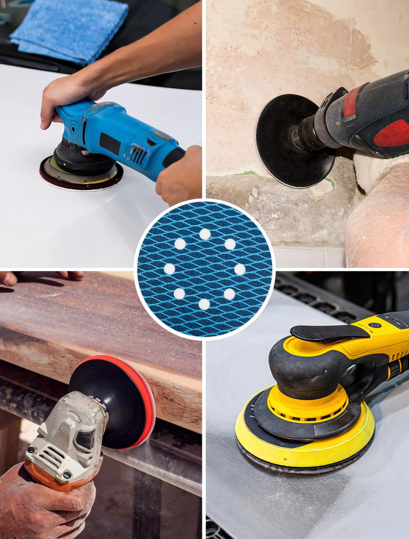 [Australia - AusPower] - Diamond Shape 125 mm Sandpaper 80 Grit, Pack of 32 5 Inch Eccentric Sanding Discs 125 mm Velcro Sanding Pads for Sander, Polishing Machine, Random Orbital Sander (Blue) 8 holes, 80 grit 