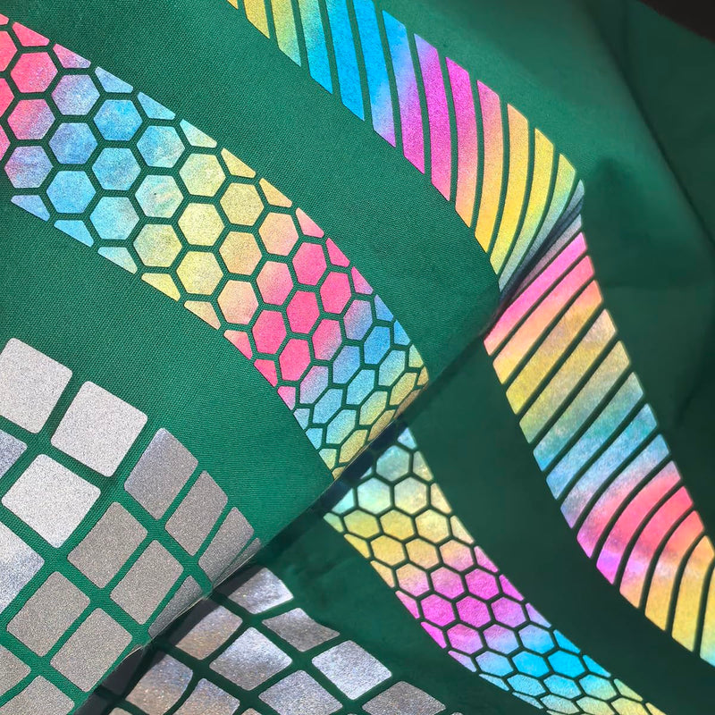 Colorful Reflective Heat Transfer Vinyl Iron On Tape for Clothing Honeycomb-Shaped 1 inch x 10 Yard