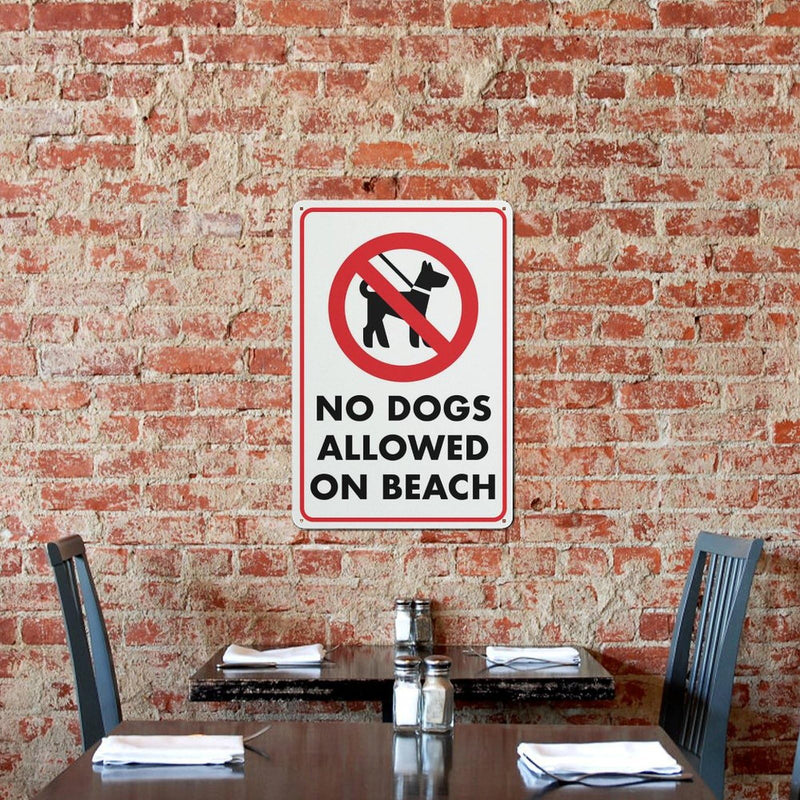 No Dogs Allowed On Beach Sign Outdoor Metal Sign - 12 X 8 Metal Signs For Business, Workplace, Office, Home, Delivery Signs, Road Signs, Garden Signs P402 8x12inch