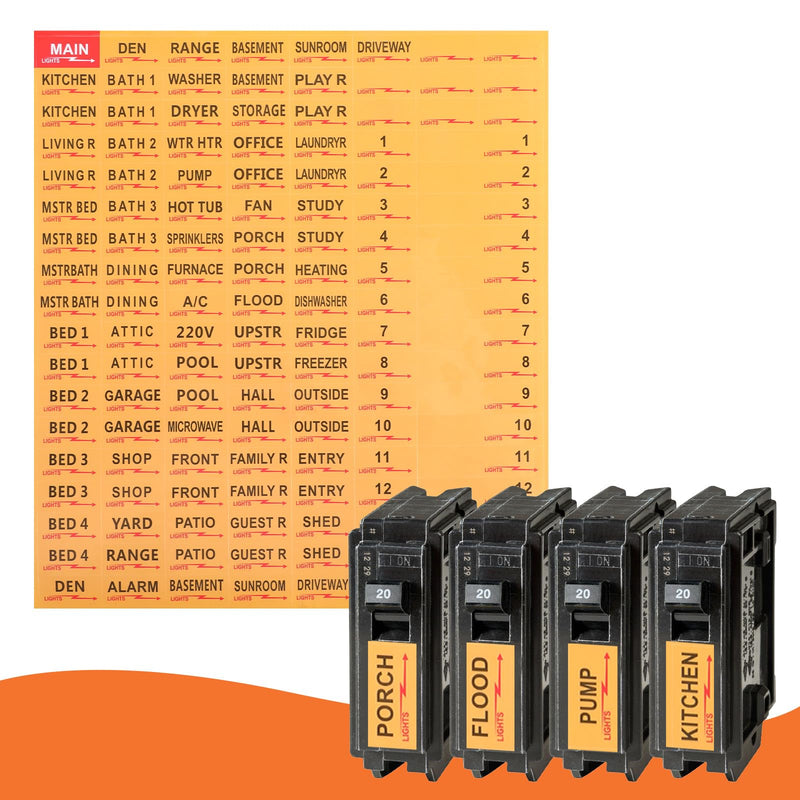 5 Sheets/645pcs Circuit Breaker Labels Weatherproof Box Stickers Breaker Box Label Electrical Panel Labels Boxes Stickers Easy Read and Install for Home Office Electrical Panels Orange
