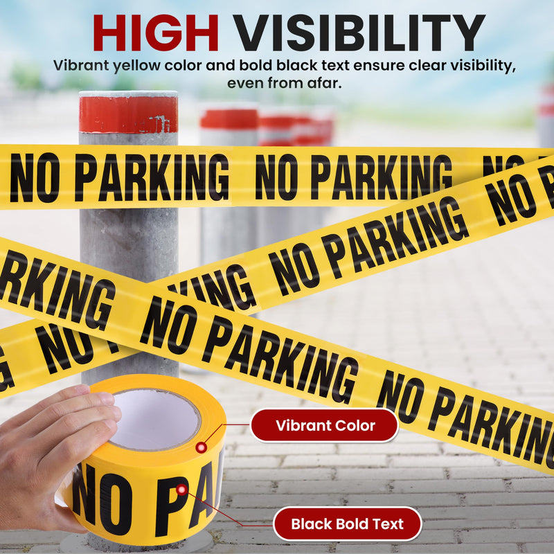 Pyle No Parking Caution Tape Yellow, 200 Meter Roll of Non-Adhesive Safety Barricade Warning Tape, Highly Durable & Visible for Indoor/Outdoor Use 12 pc 12-Pack