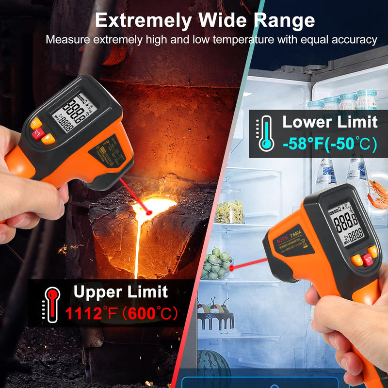 [Australia - AusPower] - Industrial Meter Industrial Measuring Meter Digital Thermometer -50~600℃ Infrared Thermometer Thermometer NJTY Infrared Thermometer Non-Contact Digital Gun -50°C~600°C (-58°F~1112°F) with 