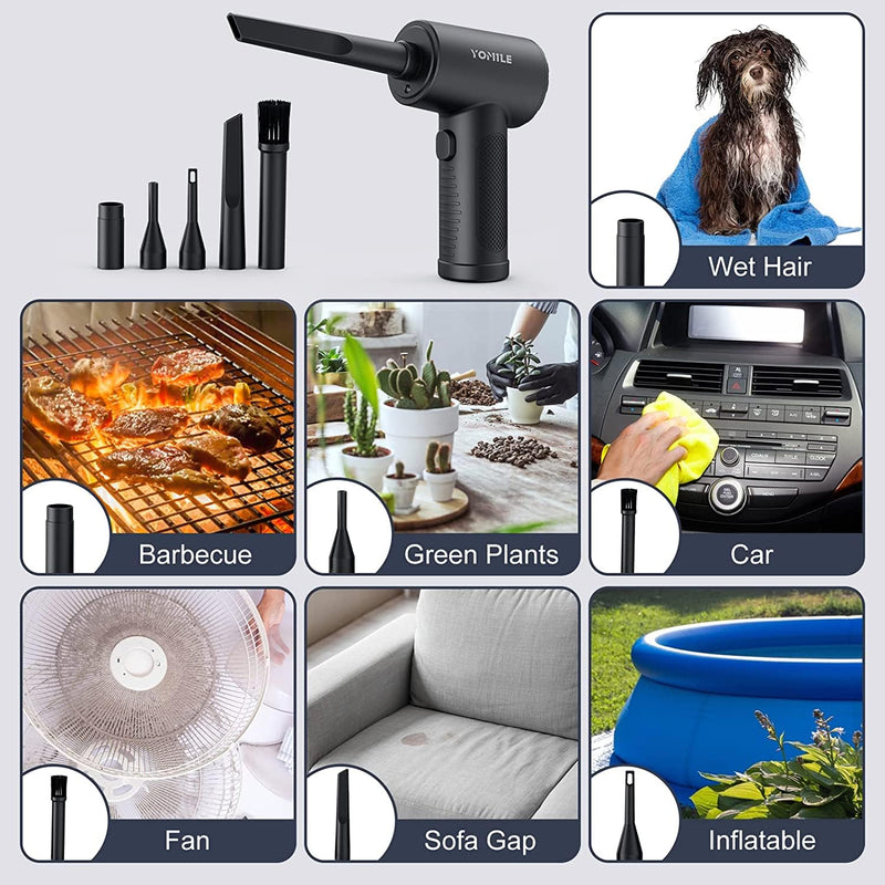 [Australia - AusPower] - Compressed air Duster - 120000RPM 3 Speeds Electric Air Duster, 7600mAh Battery Cordless Dust Blower for Keyboard Cleaner,Rechargeable Air Blower AIC Can for Office Computers 