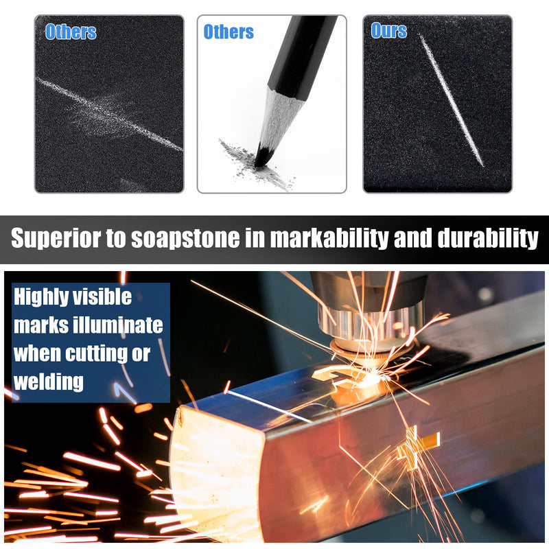Gersoniel 2 Pcs Welders Pencil with 48 PCS Round Refills Mechanical Pencils Metal Welding Marker for Tube Pipe Fitter Welder Steel Construction Woodworking (Red, Silver) Red, Silver