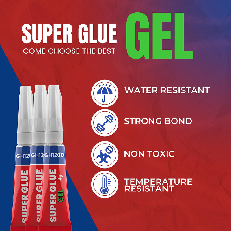[Australia - AusPower] - 4Gx 8 Value Pack Super Glue Gel All Purpose with Anti Clog Cap. Super Fast Ca Glue, Superglue - Cyanoacrylate Glue for DIY Crafts and Many More 4g x 8 Gel 