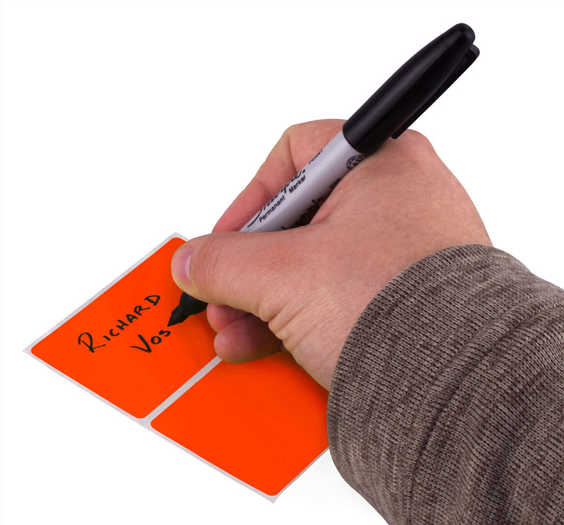ChromaLabel 2 x 3 inch Removable Color Code Rectangle Labels, 150 Labels per Pack, Fluorescent Red-Orange