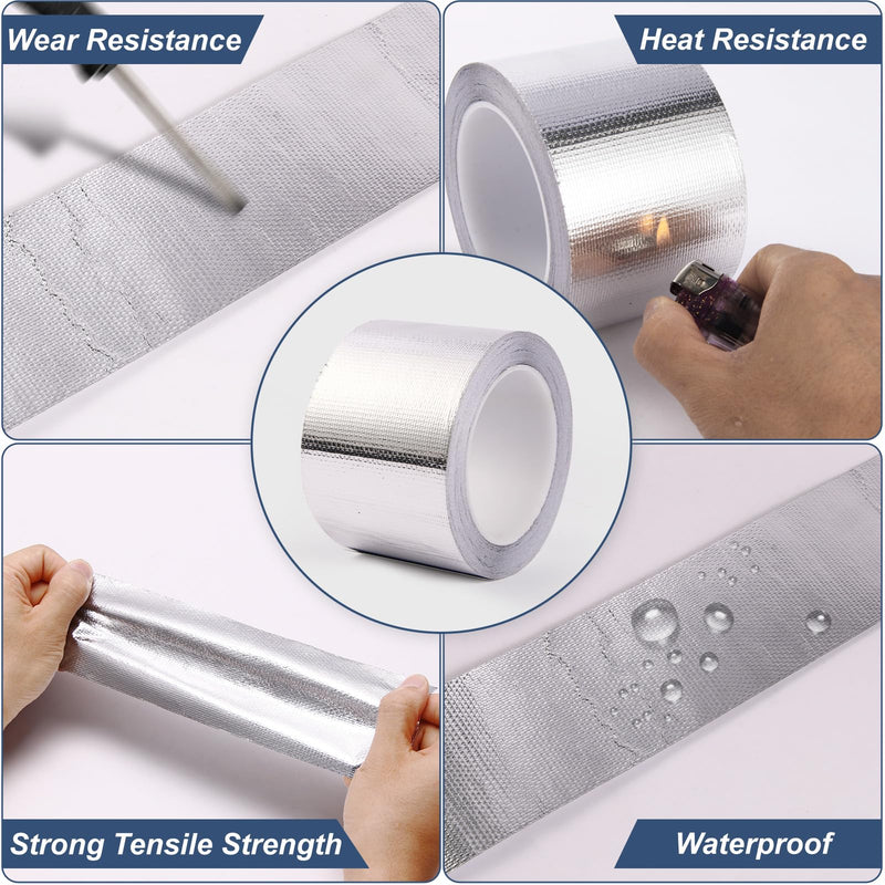 Fiberglass Aluminum Foil Tape 6 Inch x 66 Feet (5.9mil) – Heavy Duty HVAC Metal Tape,High Temp Waterproof Insulation Adhesive for Ductwork, Furnace, Dryer Vent, AC, Pipe Sealing & Repair silver