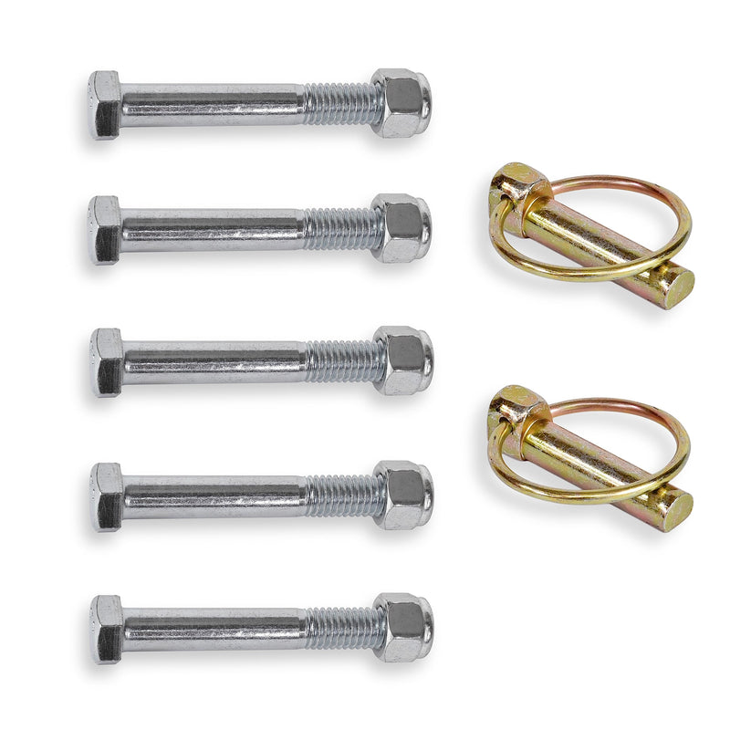 [Australia - AusPower] - Grade 2 Shear Bolts ½” x 3-½” with ½” Nylock Nuts: 5 Pack for Rotary Cutters: Includes 2 Bonus Linch Pins 7/16" x 1-3/4" 