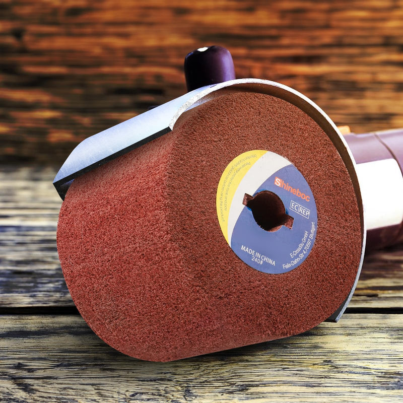 [Australia - AusPower] - Non-Woven Wire Abrasive Drawing Polishing Burnishing Wheel,60 Grit 120 x 100 x 19 mm Flap Wire Brush Drum for Stainless Steel,Aluminum,Copper and More for Surface Conditioning Wheel Red 60 Girt 