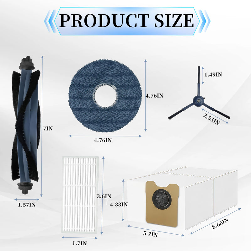 [Australia - AusPower] - 32 Pack C20 Omni Replacement Parts Accessories for Eufy C20 Omni Robot Vacuums kit,2 Roller Brush,6 Side Brushes,6 HEPA Filters,8 Dust Bags 8 Mop Pads and 2 Tools C20 Omni Semi-Annual Replacement Kits 