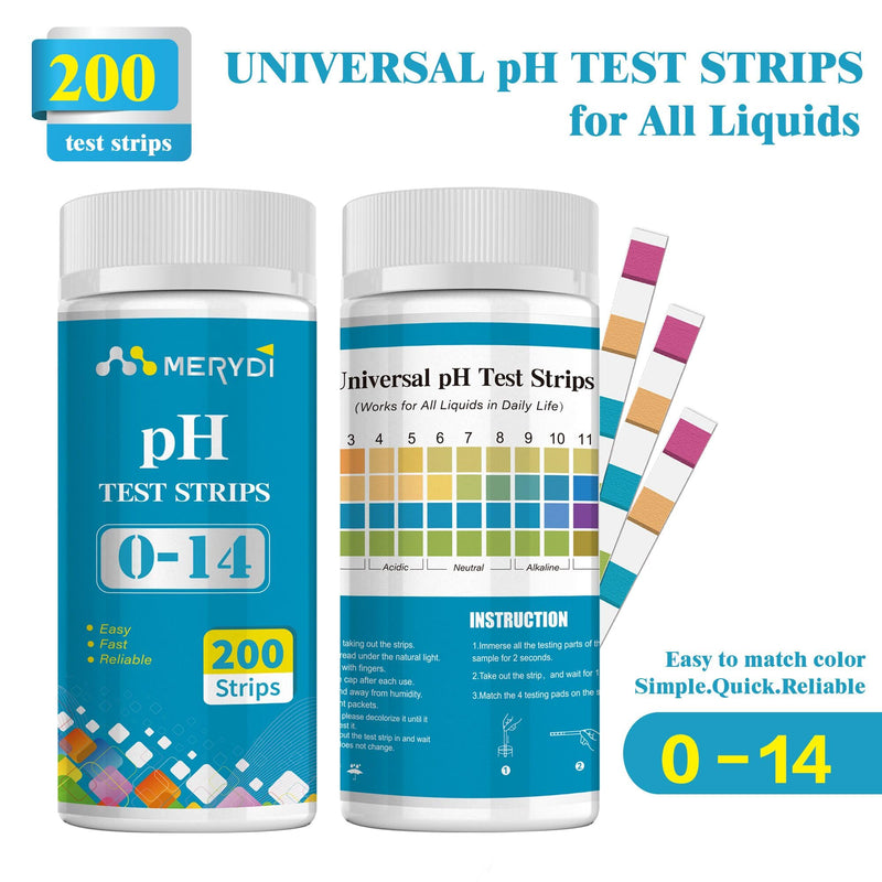 [Australia - AusPower] - 200pcs pH Test Strips (0-14 Range) – Universal Litmus Paper for Water, Pools, Kombucha, Food & Soap Making 