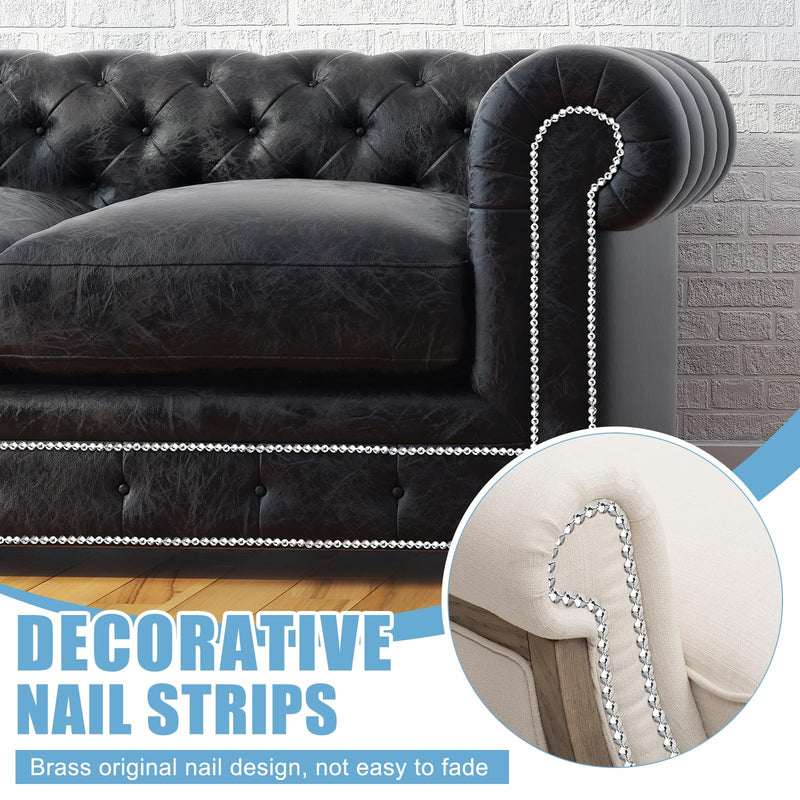 [Australia - AusPower] - Marsui 32.8ft D11mm Upholstery Tack Strip Upholstery Tacks for Furniture Decorative Nail Strips Antique Plated Nailhead Trims Furniture Sofa Decorative Nail Tool for Couch Chair Sofa (Sliver) Sliver 