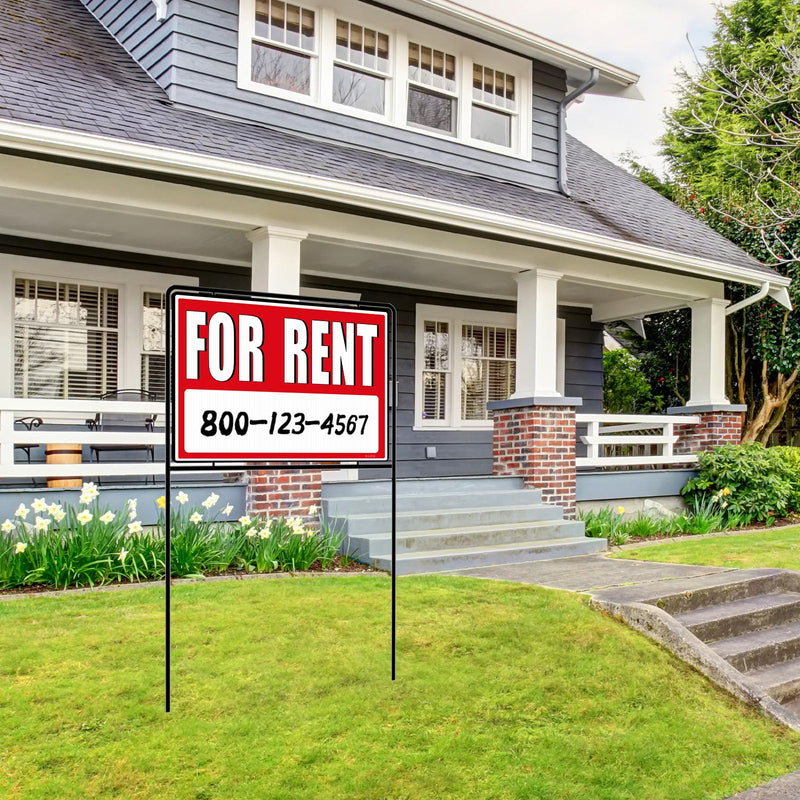 For Rent Signs with Stakes, Double-Sided Printing, For Rent Yard Signs, For Rent Sign with Stand,(3 Pack)