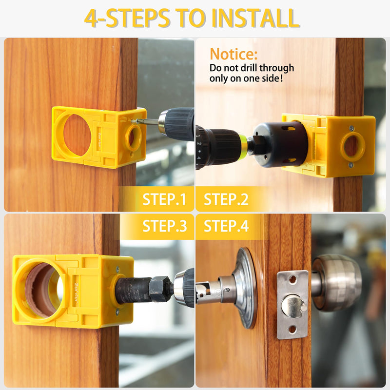 [Australia - AusPower] - RKK Door Lock Installation Kit - Deadbolt & Door Knob Hole Saw Kit - Yellow 