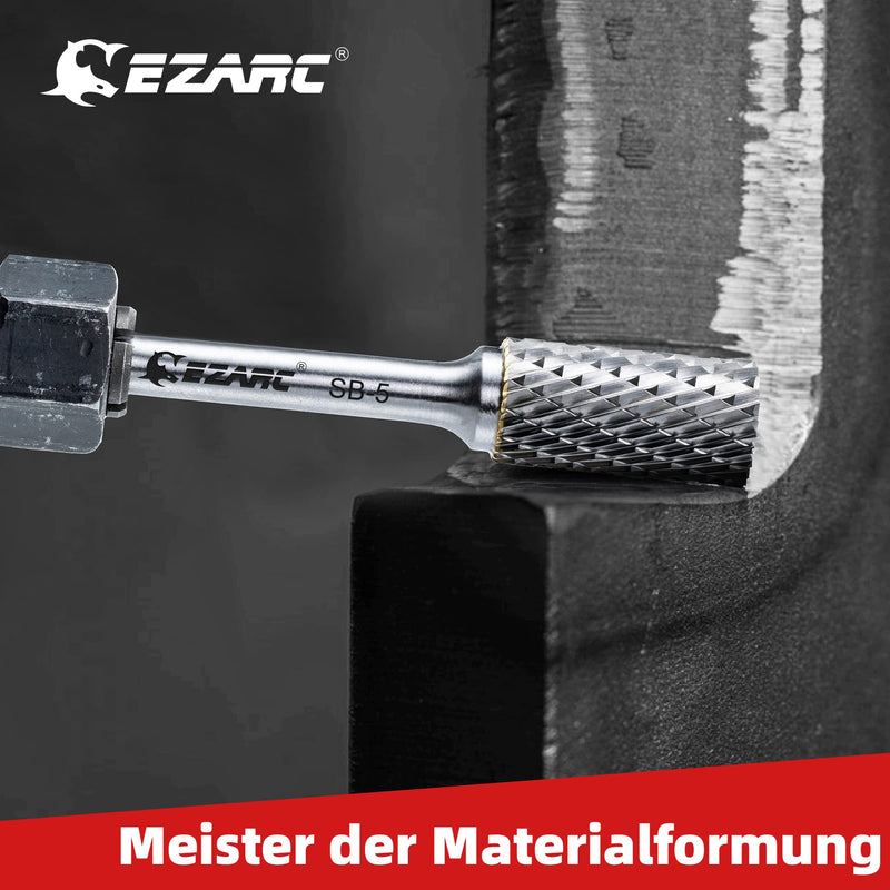 [Australia - AusPower] - EZARC SB-5 Carbide Burr with 1/4 Inch (6 mm) Shank - Double Cut Rotary File Cylinder End Cut, Cutting Mill, Cutting Cut, Die for Steel Metal Processing, Polishing and Engraving Single-Pack 